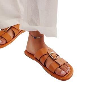 Free People Women's Sloan Buckle Leather Sandals  in Cinnamon Clay NEW Size 6